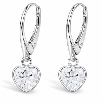 Herz Ohrringe Silber 925 – Ohrhänger Herz - Design Weiß Bild 1