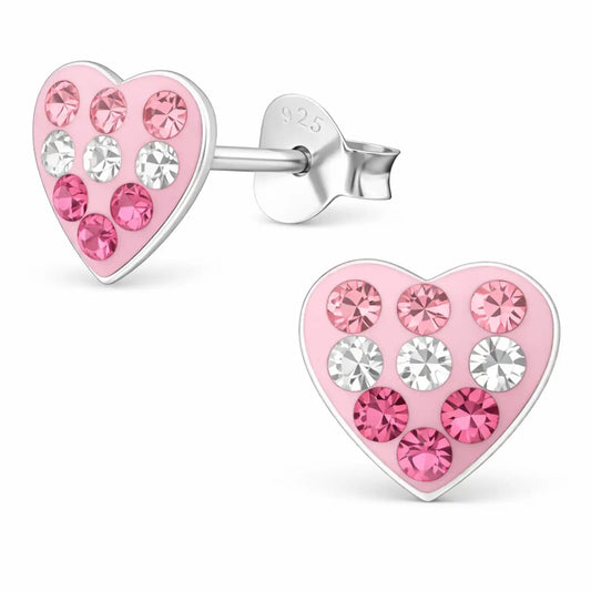 Herz Ohrstecker Kinder Silber 925 – Funkelnd Rosa Bild 1