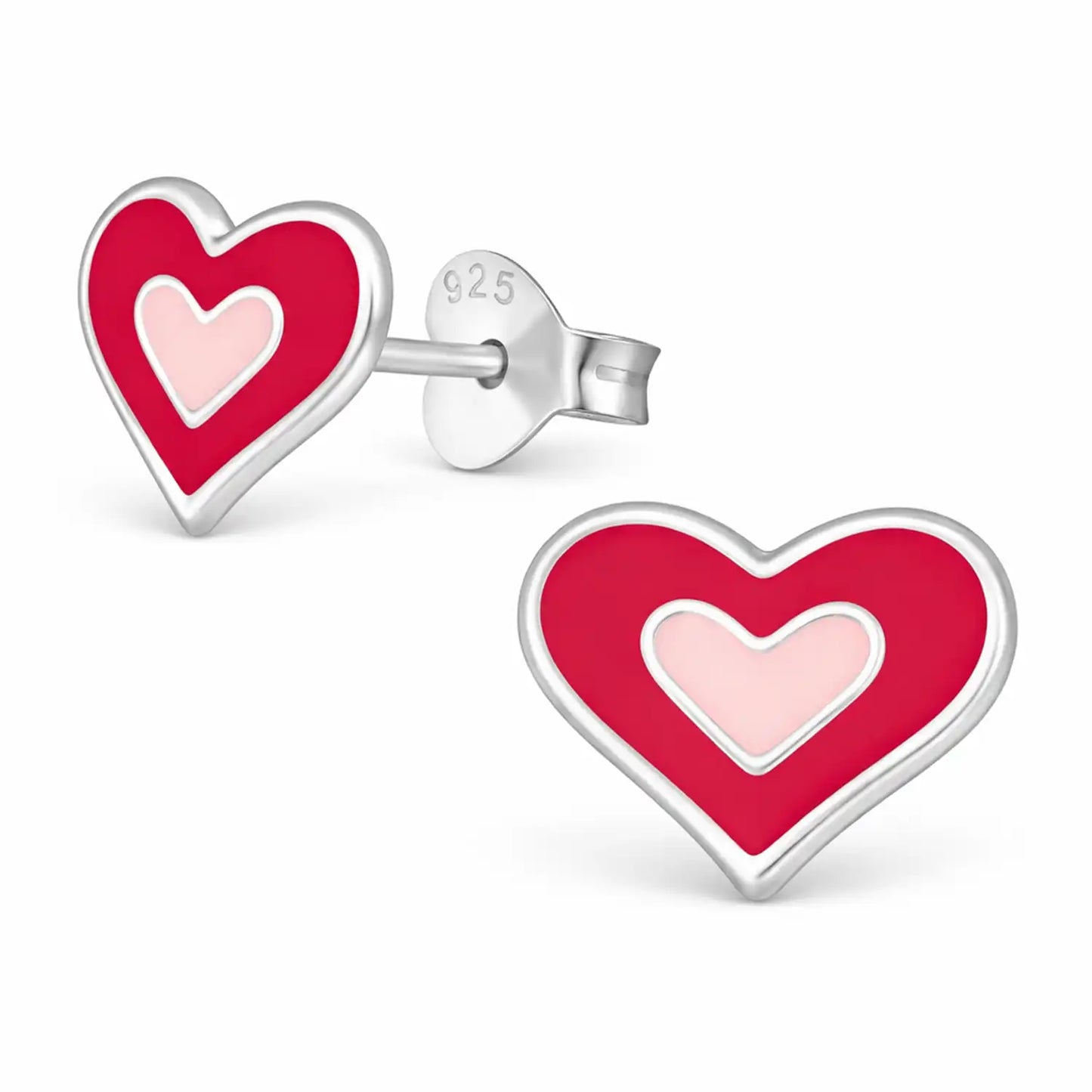 Herz Ohrstecker Kinder Silber 925 – Pink Farben Bild 1