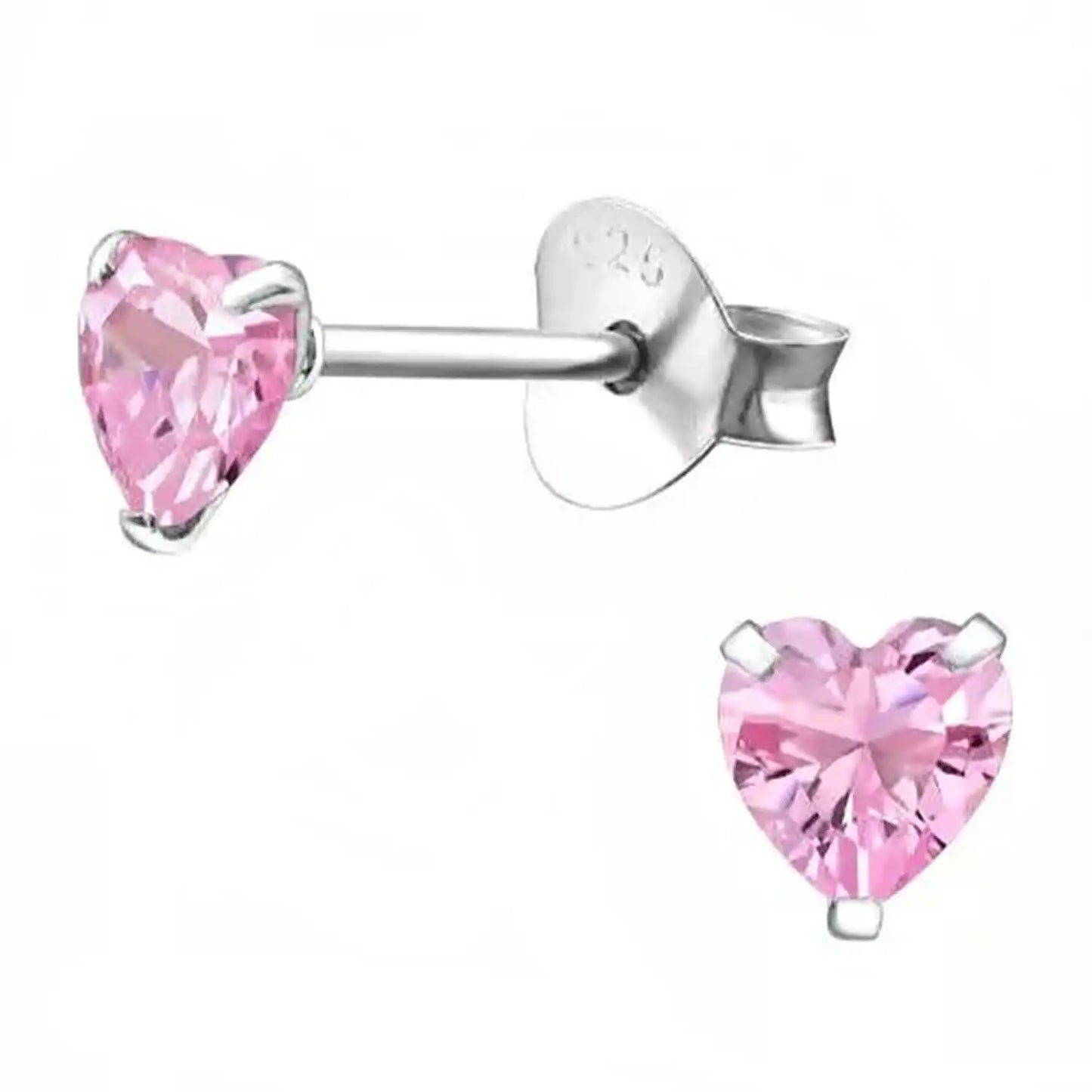 Herz Ohrstecker Silber 925 – Zirkonia Glanz Mini Rosa Bild 2