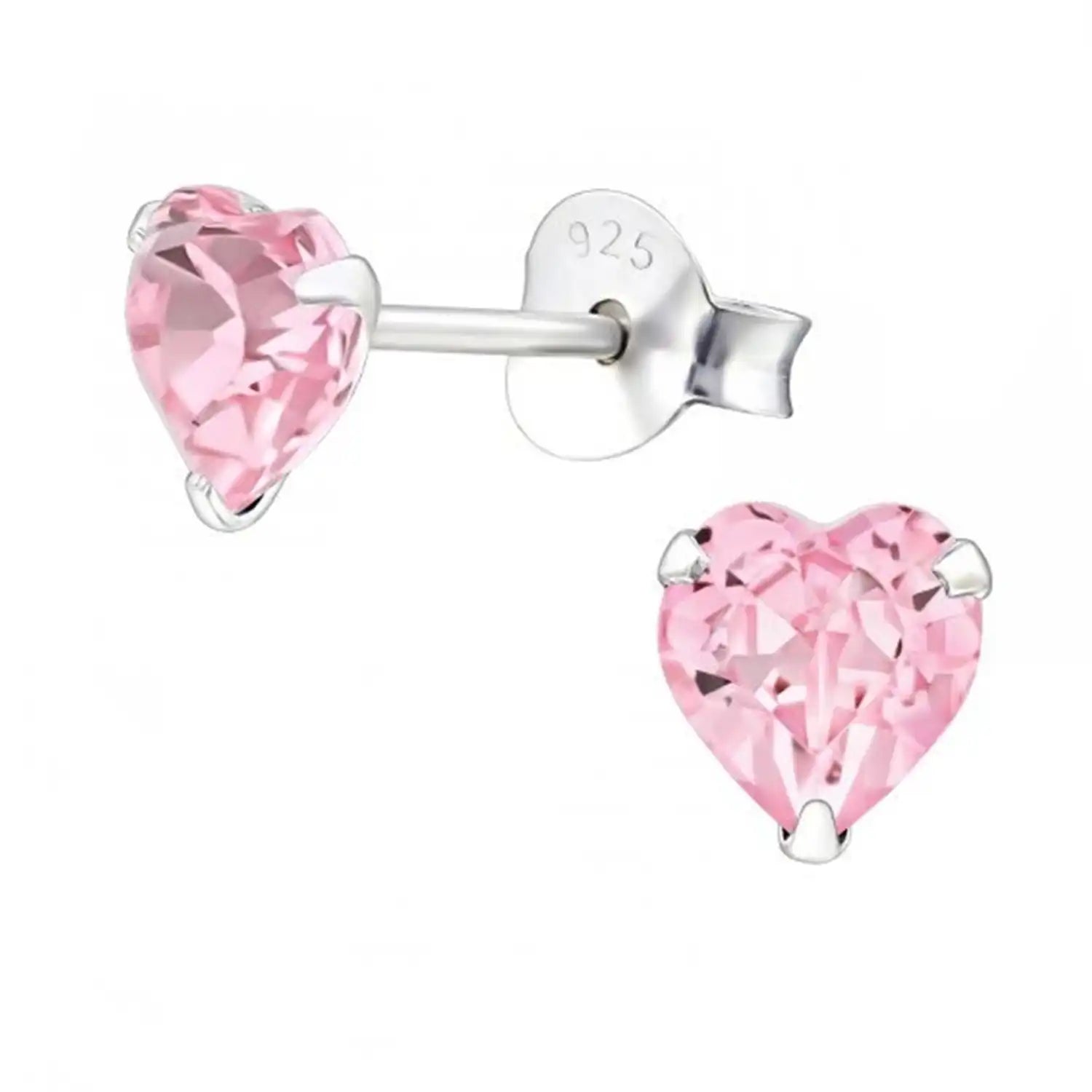 Herz Ohrstecker Silber 925 – Rosa Zirkonia Bild 1