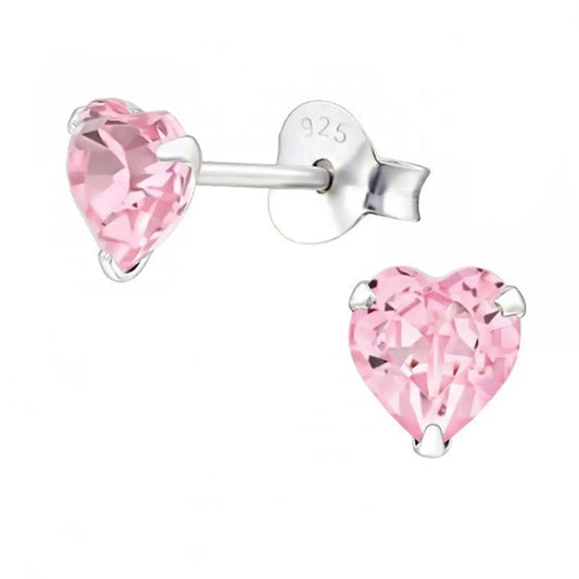 Herz Ohrstecker Silber 925 – Rosa Zirkonia Bild 1