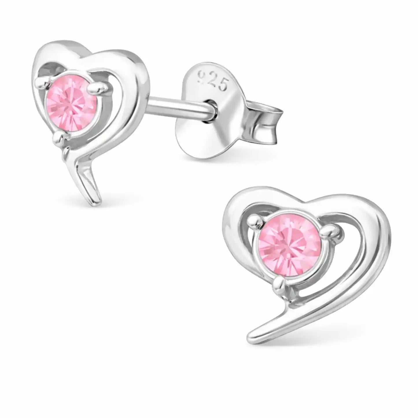Herz Ohrstecker Silber 925 – Rosa Glanz, klein Bild 1