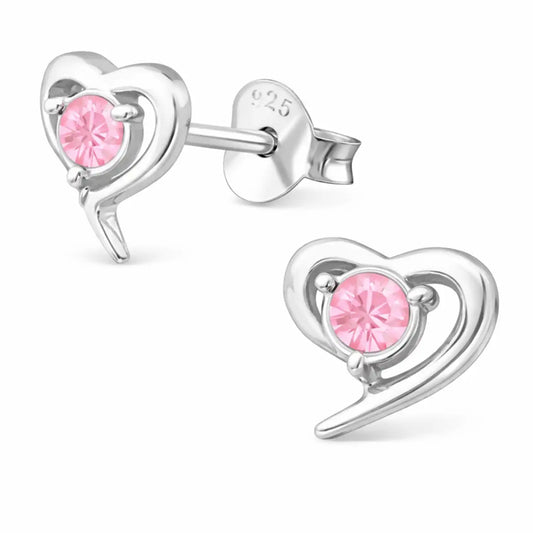 Herz Ohrstecker Silber 925 – Rosa Glanz, klein Bild 1