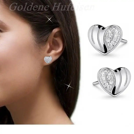 Herz Ohrstecker Silber 925 – Zirkonia Glanz Geschenk Bild 2
