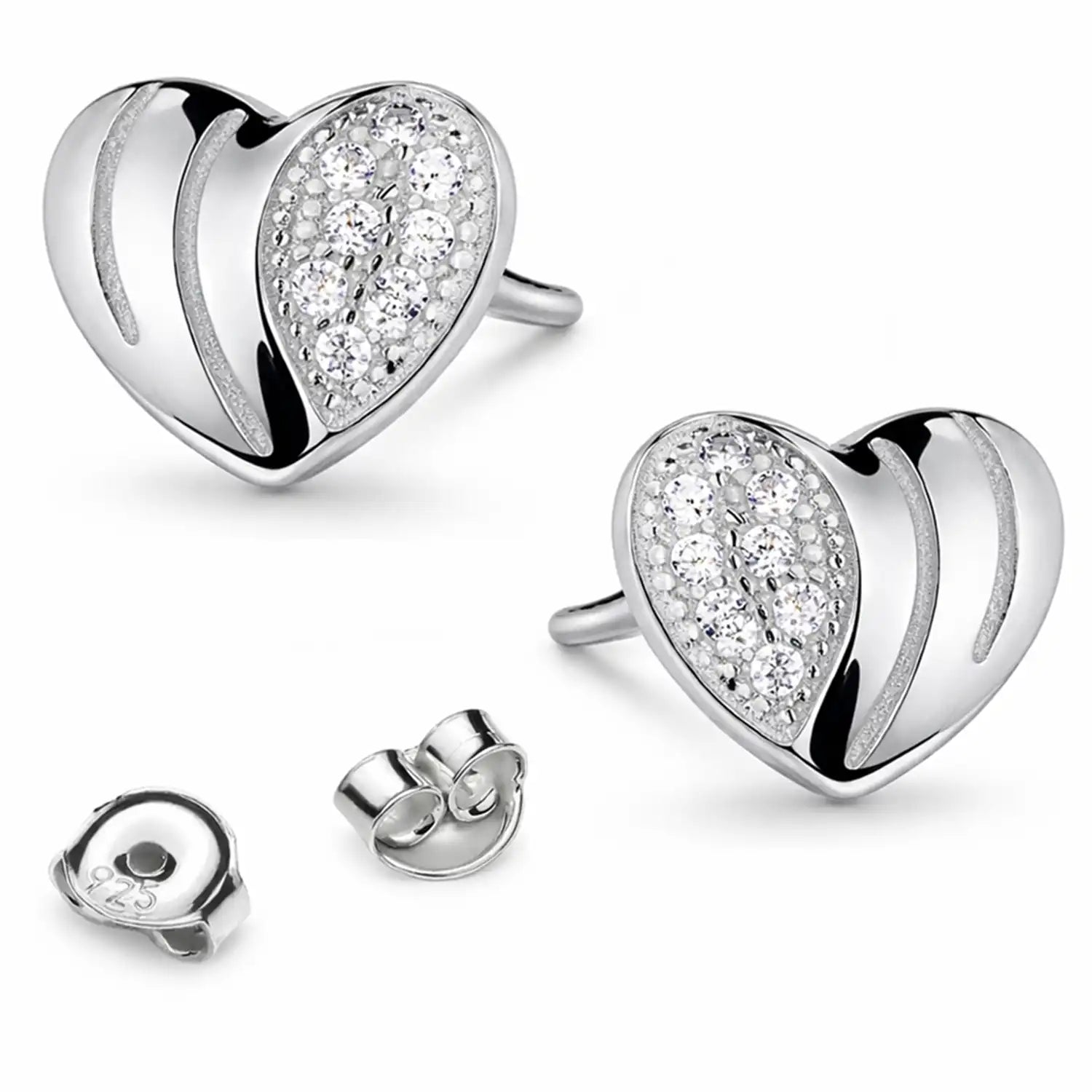 Herz Ohrstecker Silber 925 – Zirkonia Glanz Geschenk Bild 1