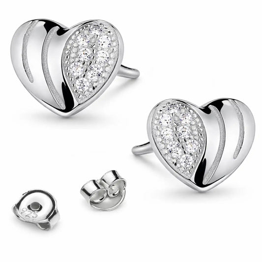 Herz Ohrstecker Silber 925 – Zirkonia Glanz Geschenk Bild 1