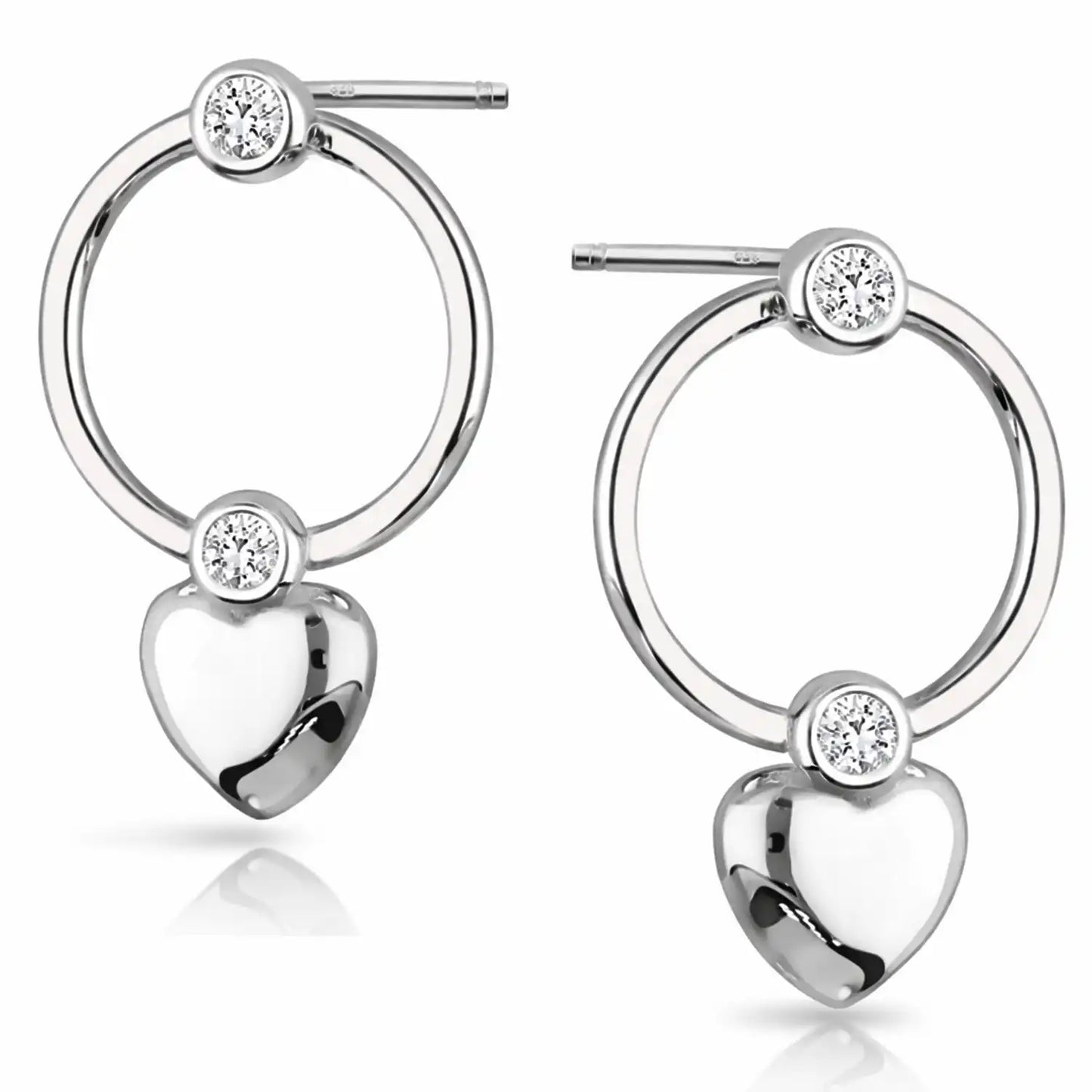 Herz Ohrstecker Silber 925 im Kreis - Design - Modern Bild 1