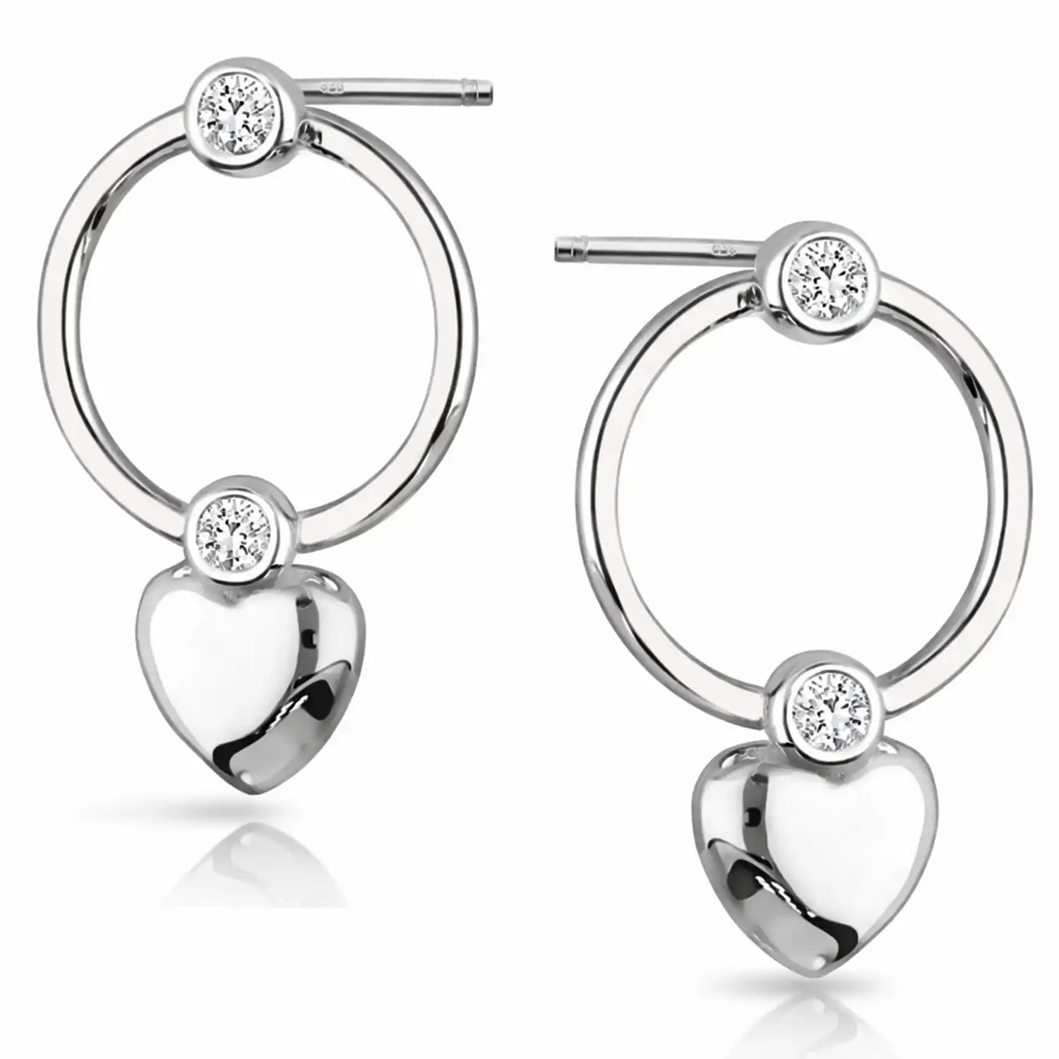 Herz Ohrstecker Silber 925 im Kreis - Design - Modern Bild 1