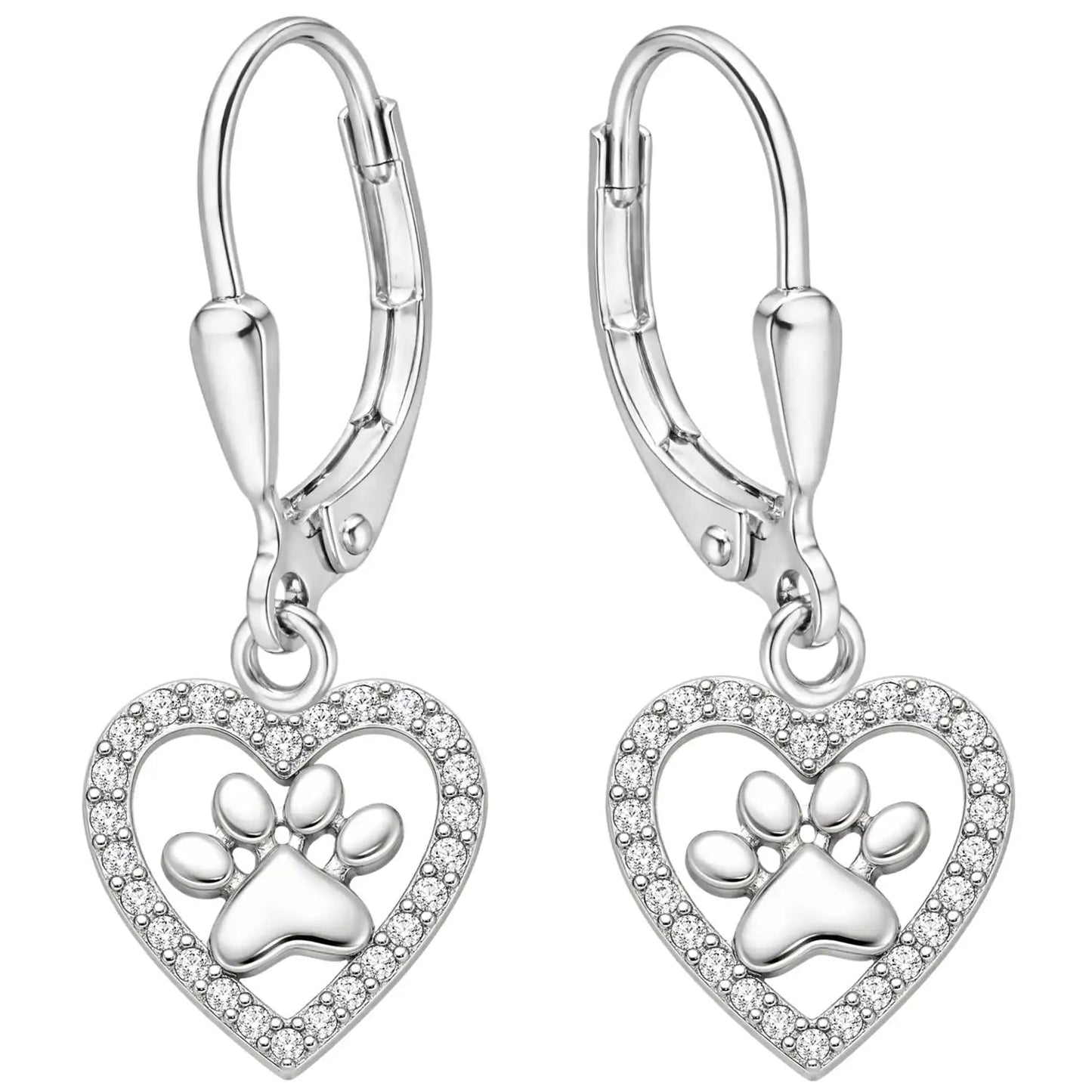 Herz Pfote Ohrringe 925 Silber – Geschenk Bild 1