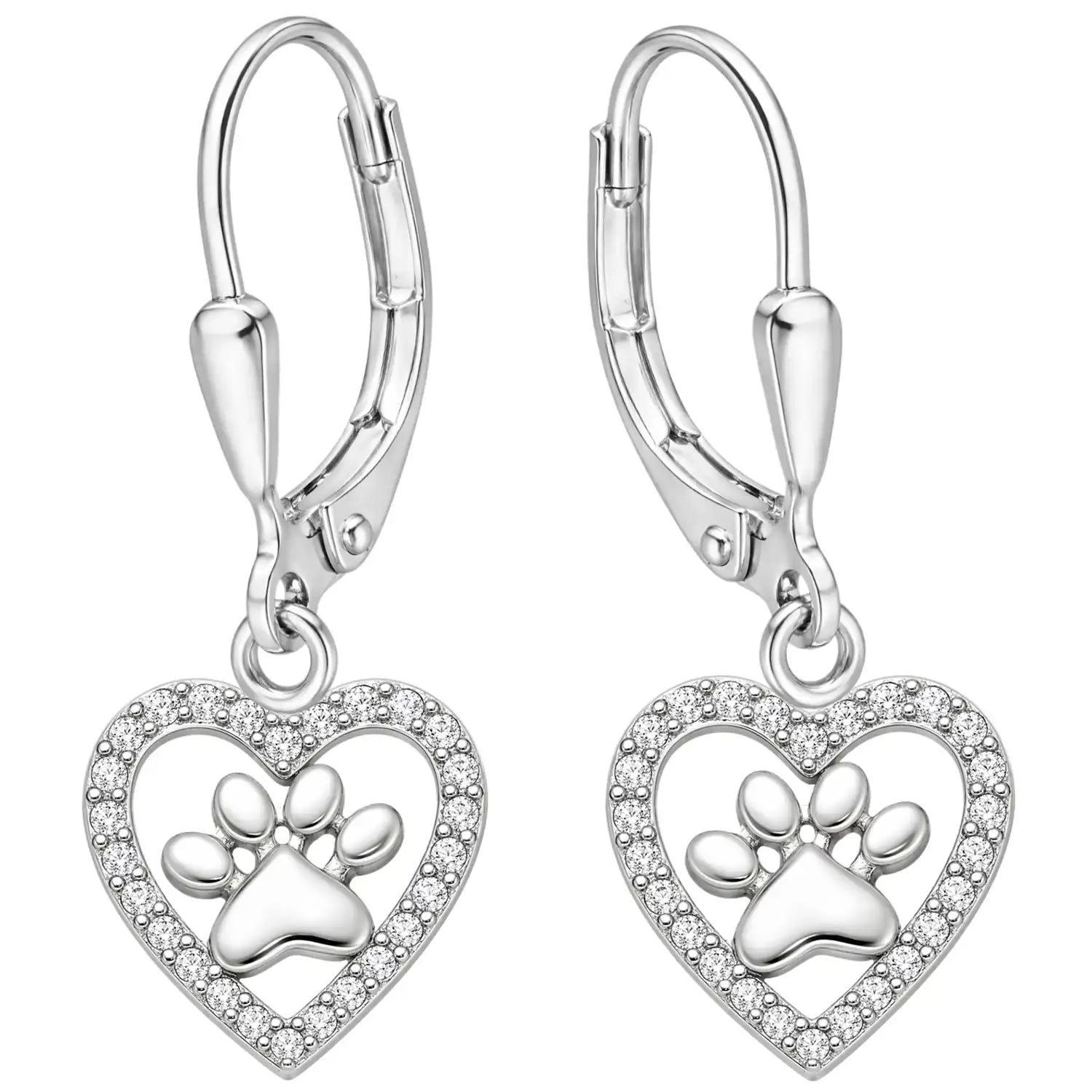 Herz Pfote Ohrringe 925 Silber – Geschenk Bild 1