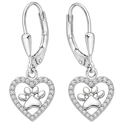 Herz Pfote Ohrringe 925 Silber – Geschenk Bild 1