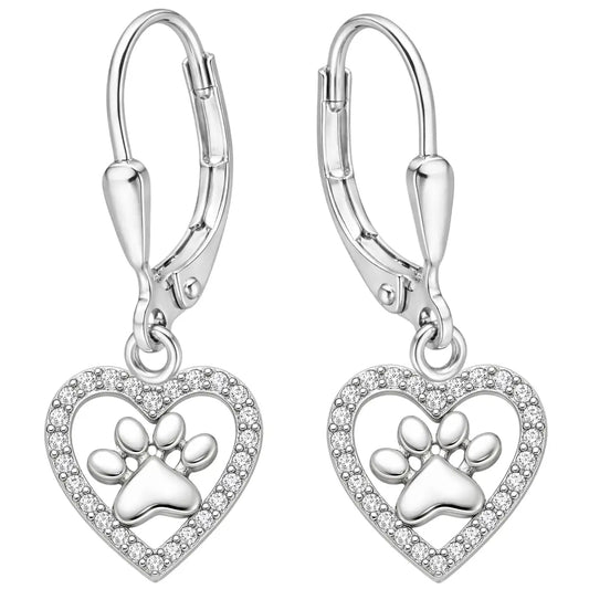Herz Pfote Ohrringe 925 Silber – Geschenk Bild 1