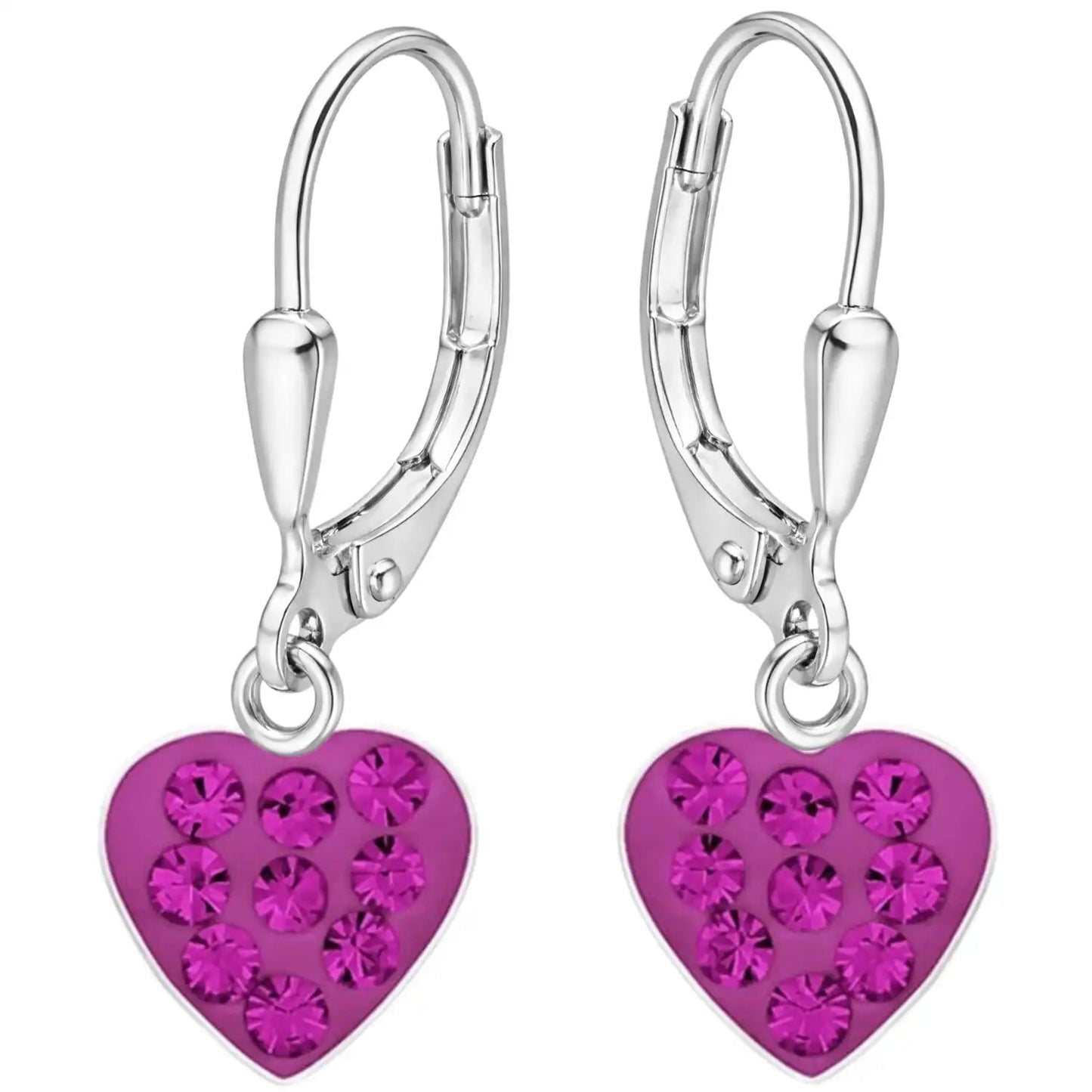 Herzen Ohrringe 925 Silber – pink Ohrhänger Kristall Bild 1