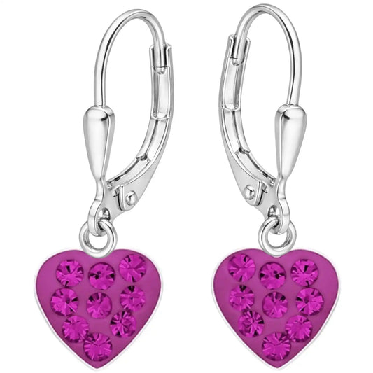 Herzen Ohrringe 925 Silber – pink Ohrhänger Kristall Bild 1