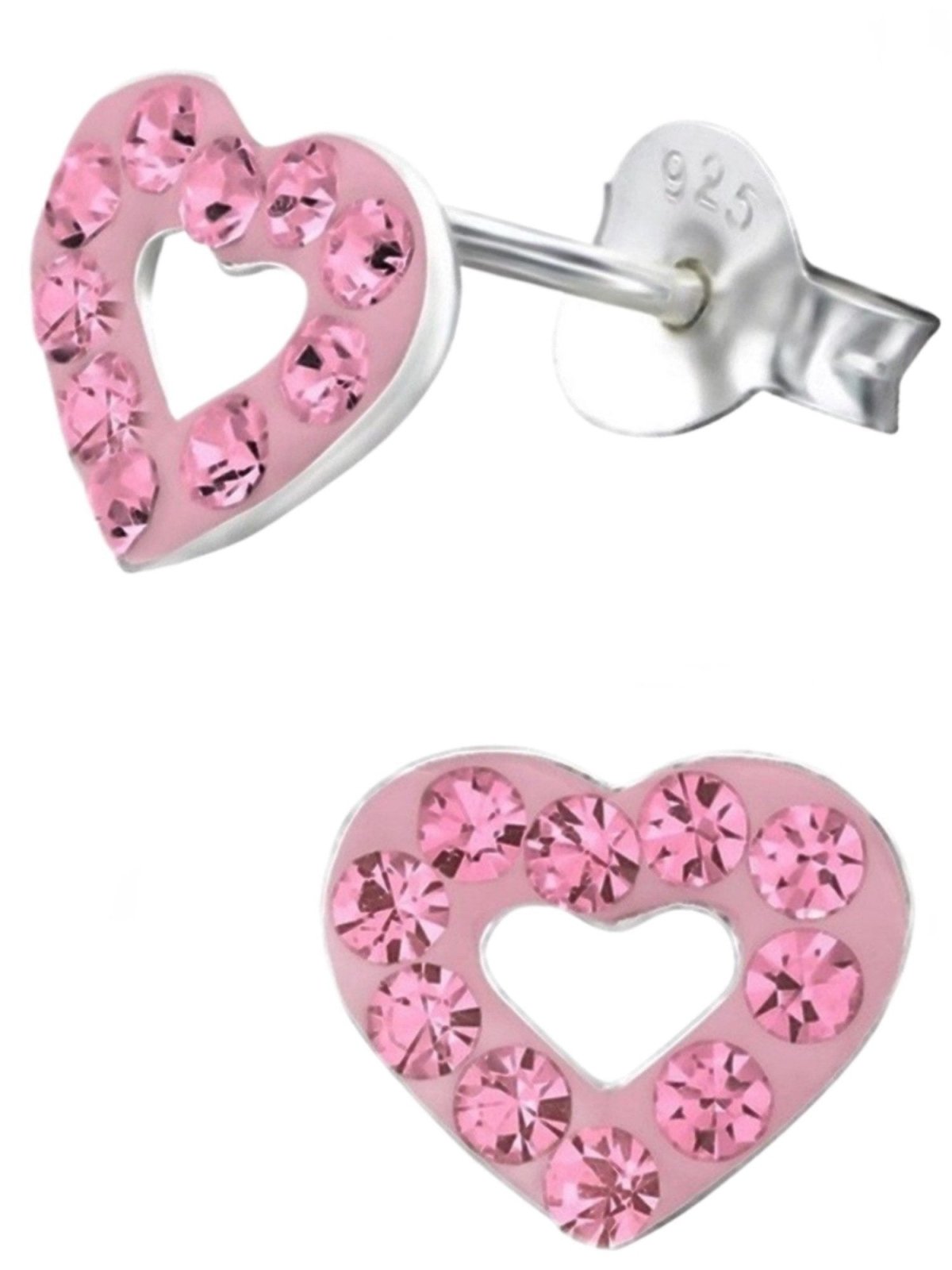 Herzen Ohrringe für Kinder Rosa 925 Silber Bild 1