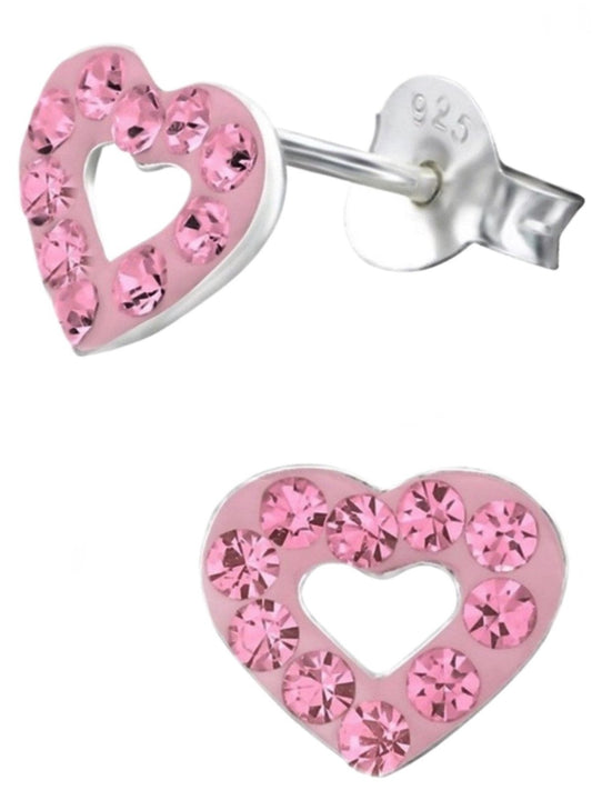 Herzen Ohrringe für Kinder Rosa 925 Silber Bild 1