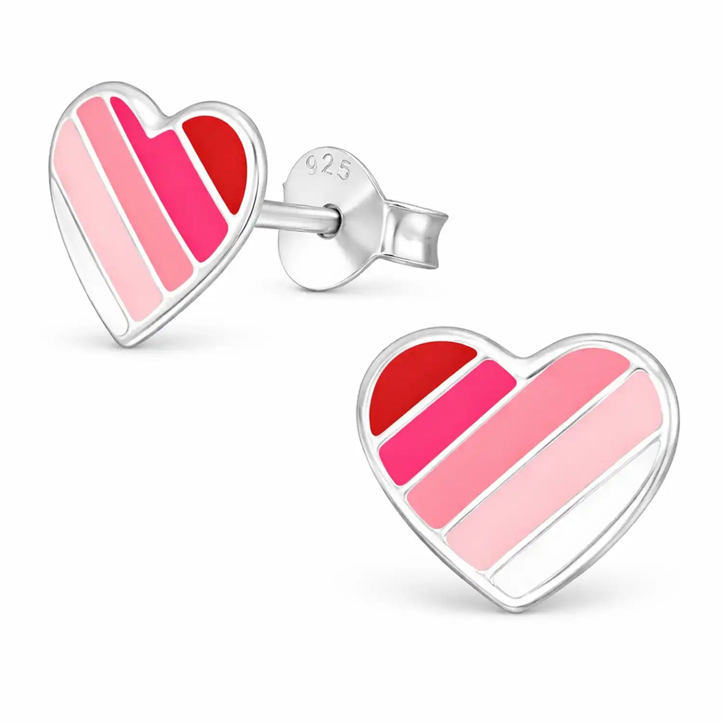 Herz Ohrstecker Kinder Silber 925 – Rosa Pink Pink Bild 1