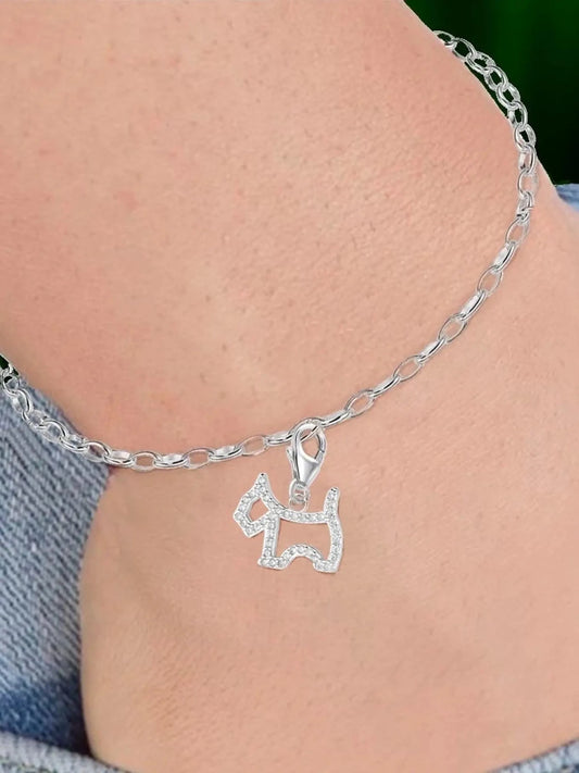Hund Charm echt Silber 925 mit Zirkonia Bild 2