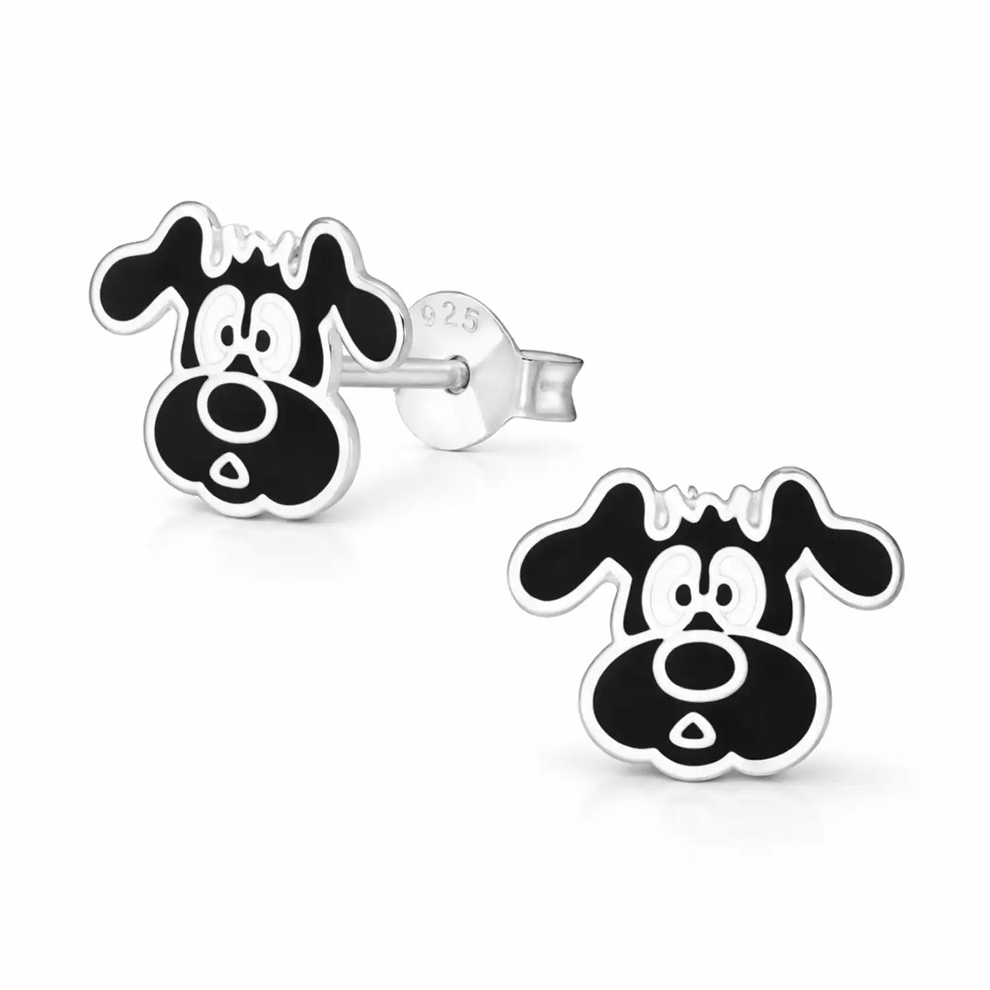 Hund Ohrstecker Kinder 925 Silber schwarz – Tier Bild 1