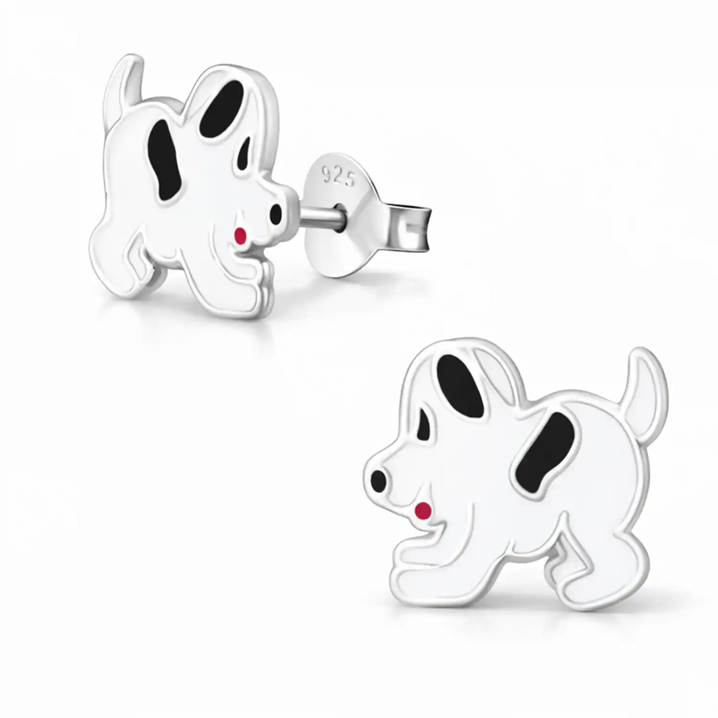 Hunde Ohrstecker Kinder 925 Silber weiß – Welpen Bild 1