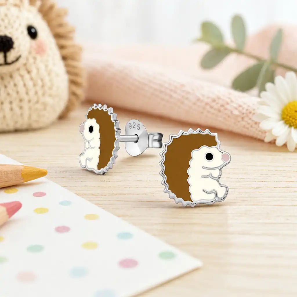 Igel Ohrstecker Kinder 925 Silber – Waldtier Bild 2