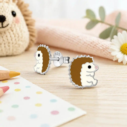 Igel Ohrstecker Kinder 925 Silber – Waldtier Bild 2