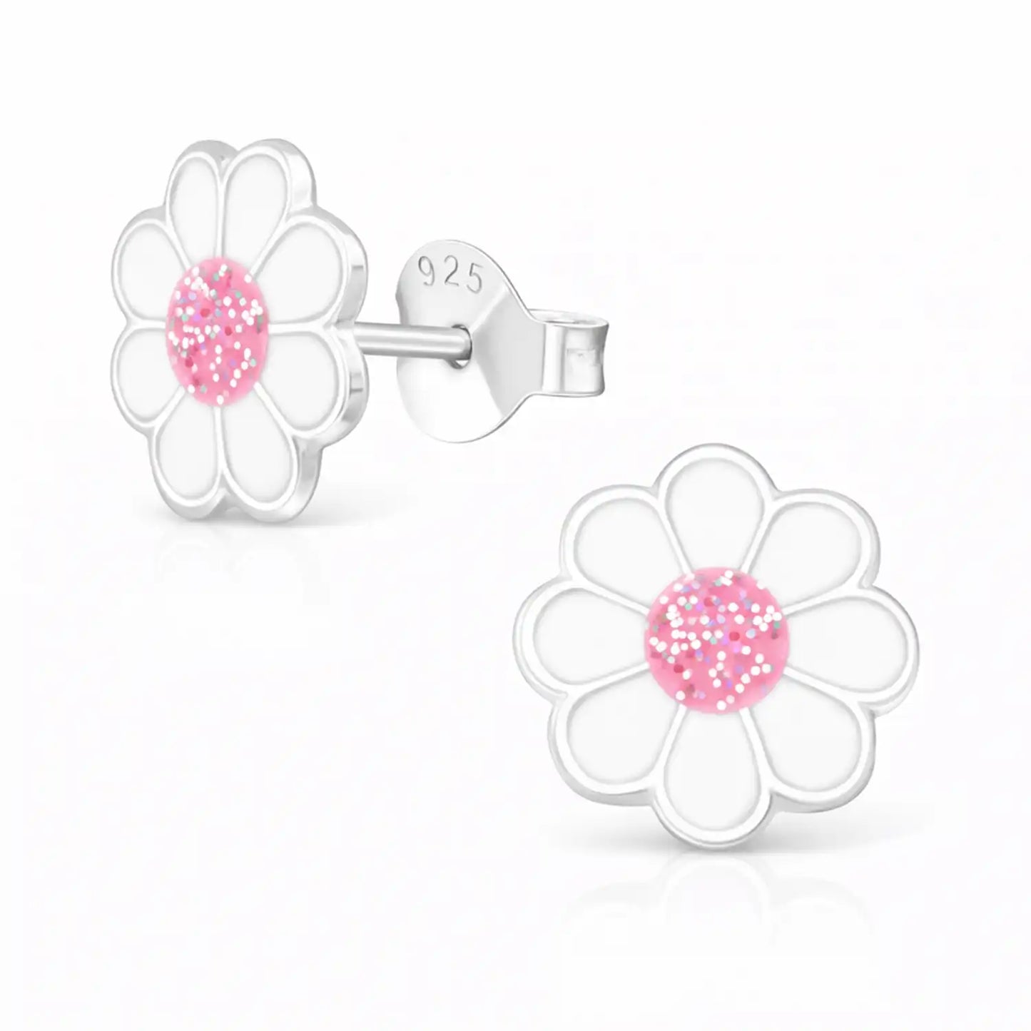 Gänseblümchen Ohrstecker Silber 925 – Weiße Blüte Bild 1