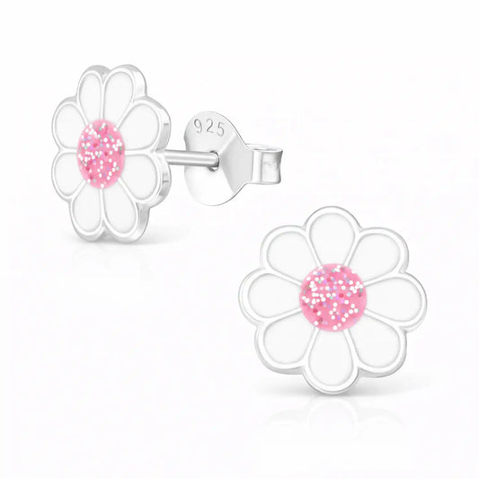 Gänseblümchen Ohrstecker Silber 925 – Weiße Blüte Bild 1