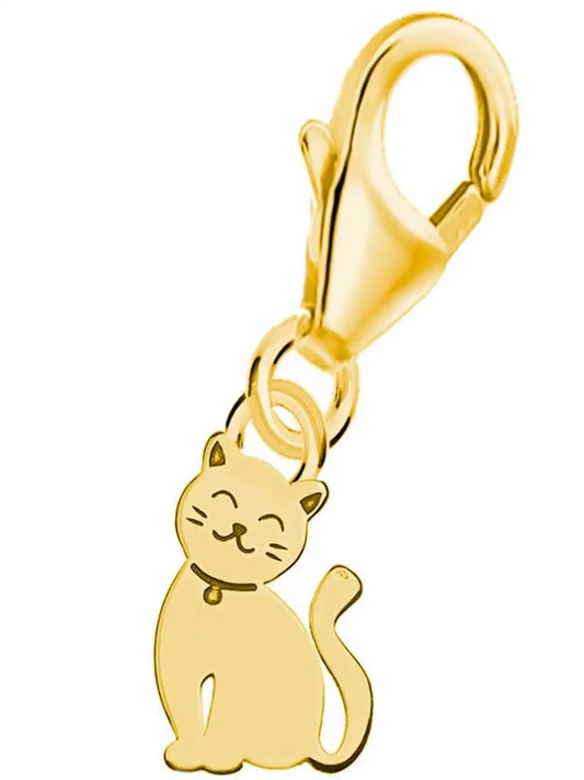 Katze Charm aus echtem 925 Silber, 24k vergoldet 1