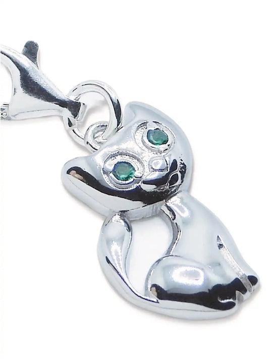 Katzen Charm Silber 925 mit Zirkonia – Bettelarmband Anhänger Bild 1