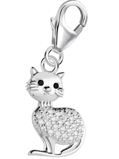 Kater Charm aus 925 Silber mit Stein - Eleganter Tier Schmuck Bild 1