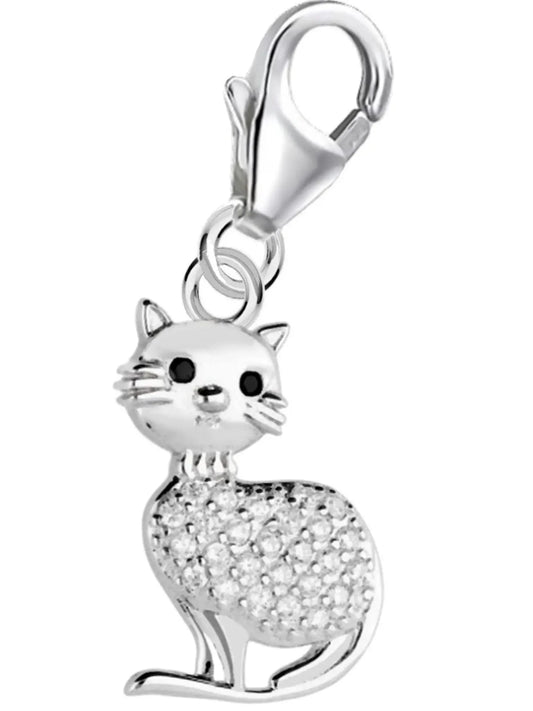 Kater Charm aus 925 Silber mit Stein - Eleganter Tier Schmuck Bild 1