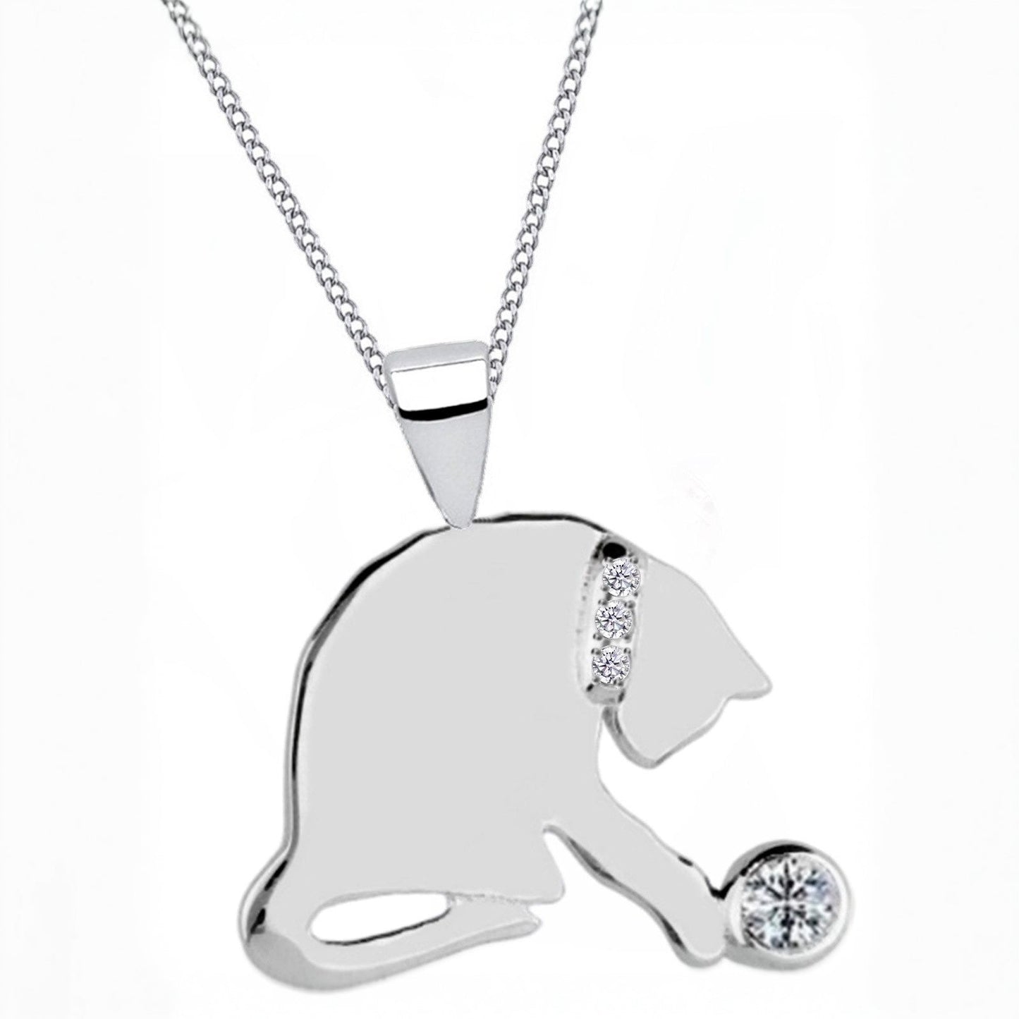 Katze Halskette Silber 925 - Kinderkette 38 cm Bild 1
