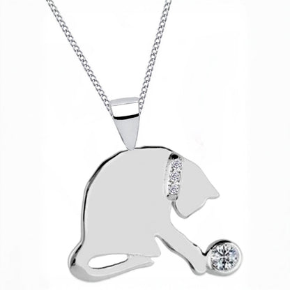 Katze Halskette Silber 925 - Kinderkette 38 cm Bild 1