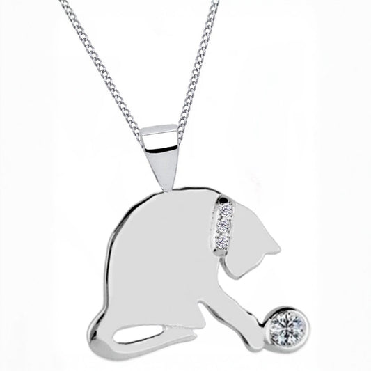 Katze Halskette Silber 925 - Kinderkette 38 cm Bild 1