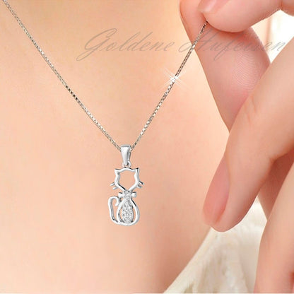 Katzen Kettenanhänger Silber 925 Zirkonia Kater Echtschmuck Bild 2