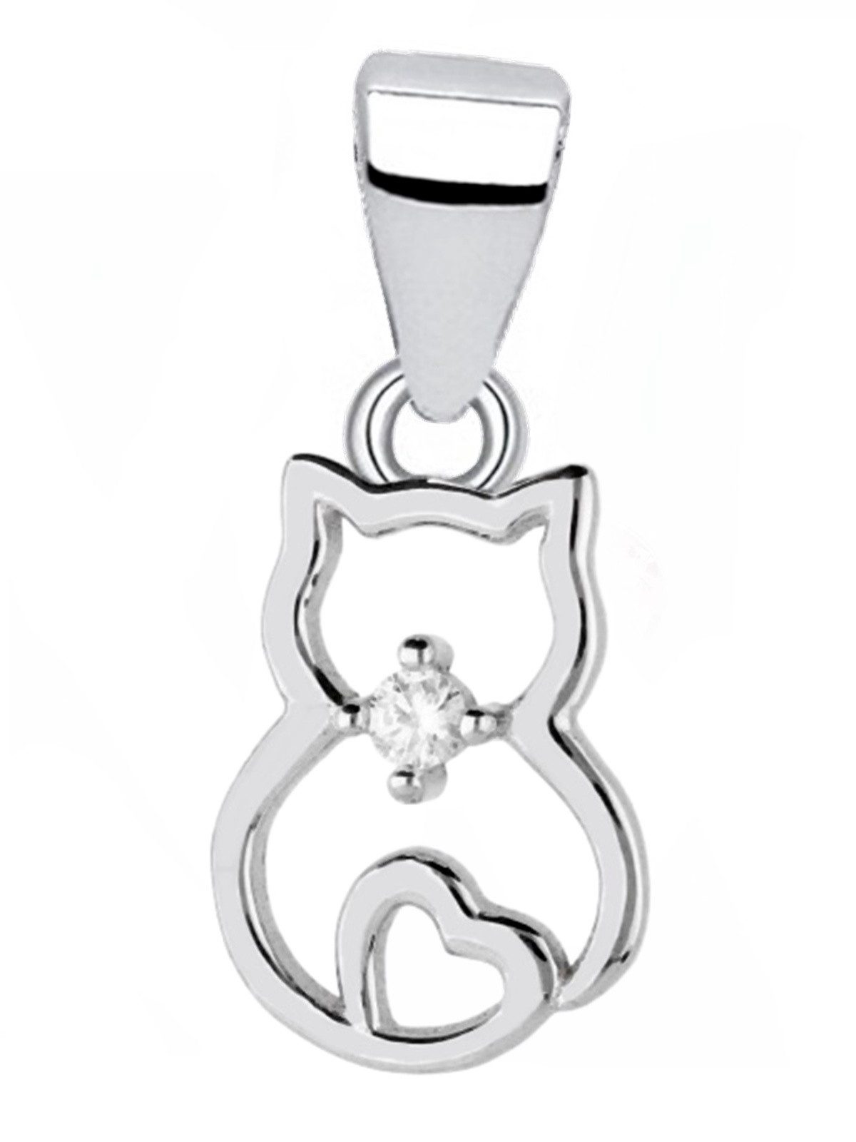 Katzen Kettenanhänger Silber 925 Zirkonia Kater Echtschmuck Bild 1