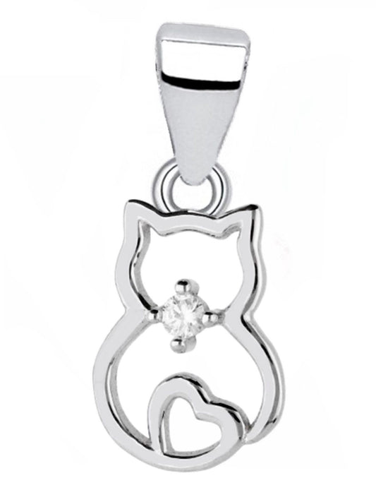 Katzen Kettenanhänger Silber 925 Zirkonia Kater Echtschmuck Bild 1