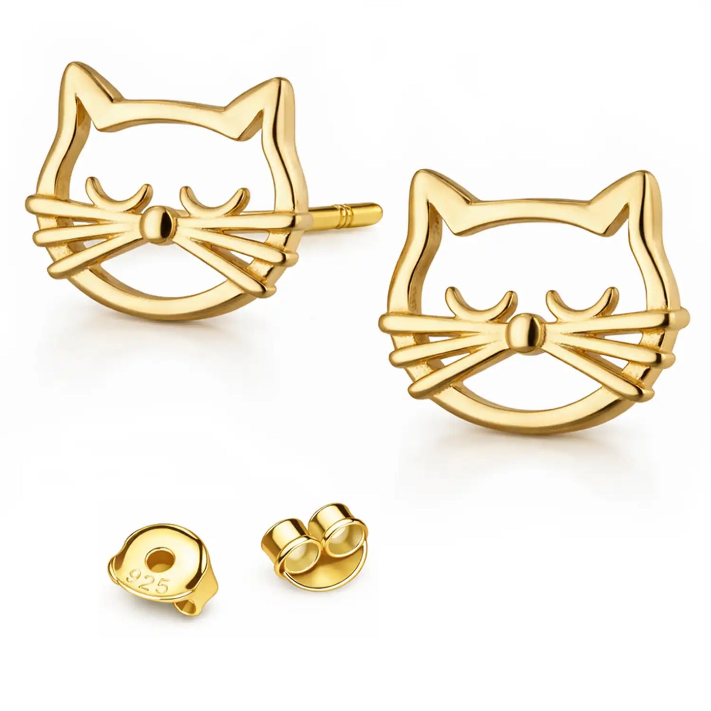 Katzen Ohrringe vergoldet 925 Silber Tier Schmuck Bild 1