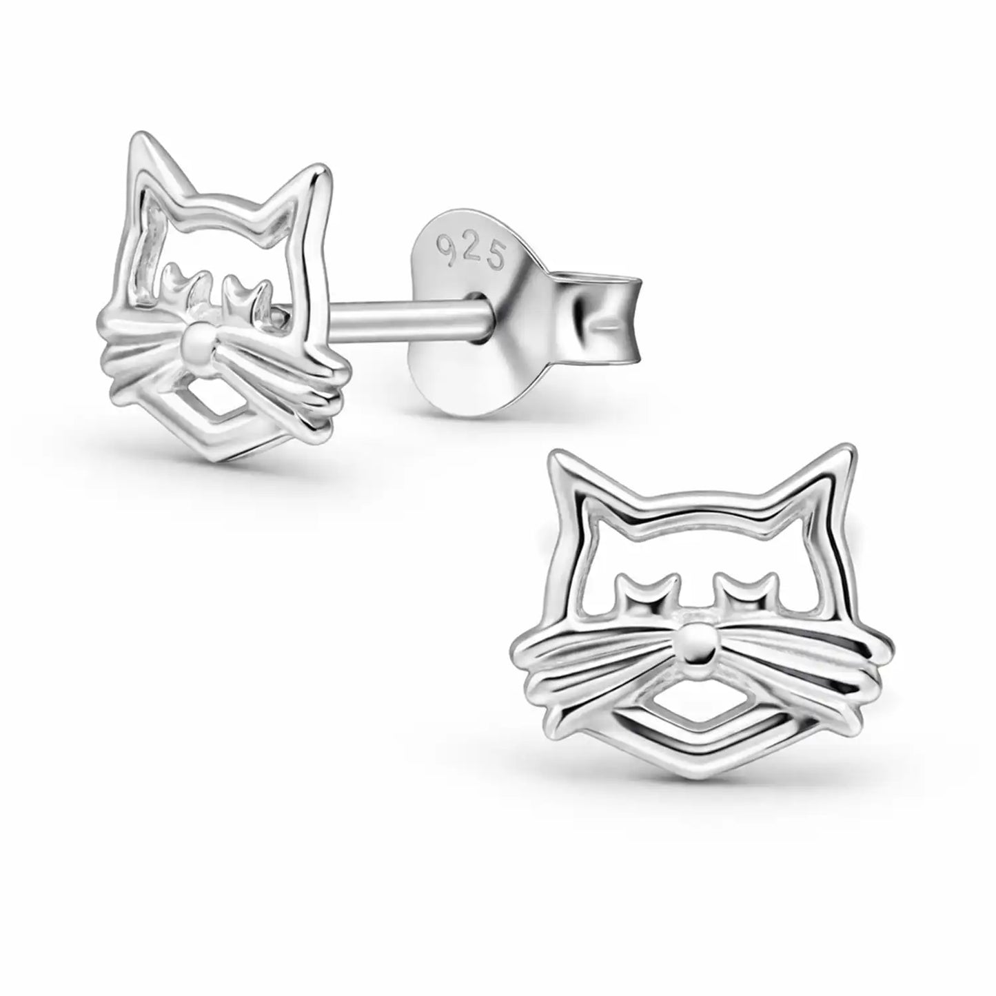 Katze Ohrstecker Kinder 925 Silber – Tier Design Bild 1