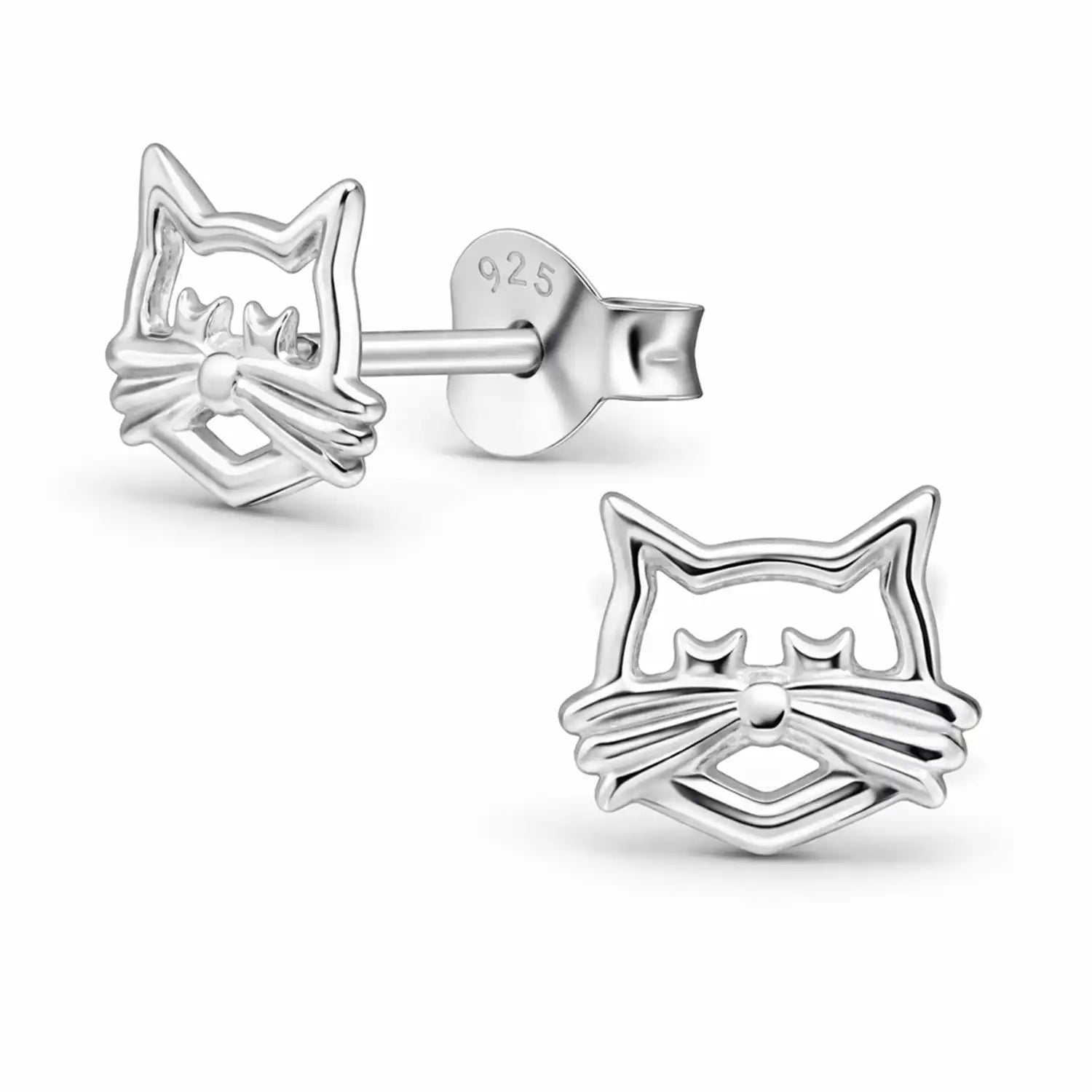 Katze Ohrstecker Kinder 925 Silber – Tier Design Bild 1