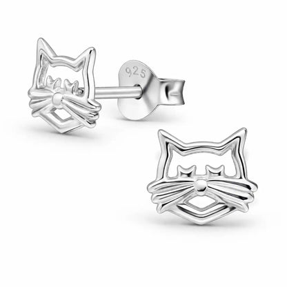 Katze Ohrstecker Kinder 925 Silber – Tier Design Bild 1