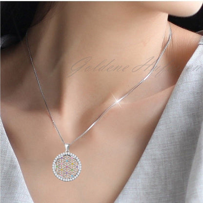 Kettenanhänger Damen Lebensblume Silber 925 Zirkonia Bild 2