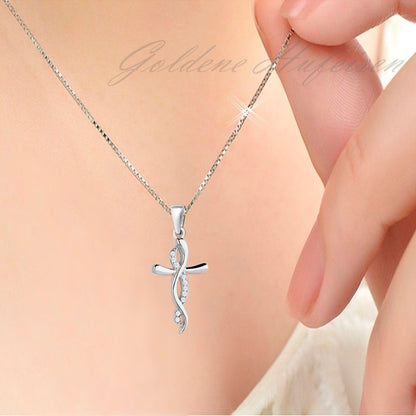Kettenanhänger Kreuz Silber 925 Zirkonia Unendlichkeit Bild 2