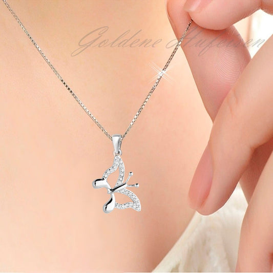 Kettenanhänger Schmetterling Silber 925 Zirkonia Echtschmuck Bild 2