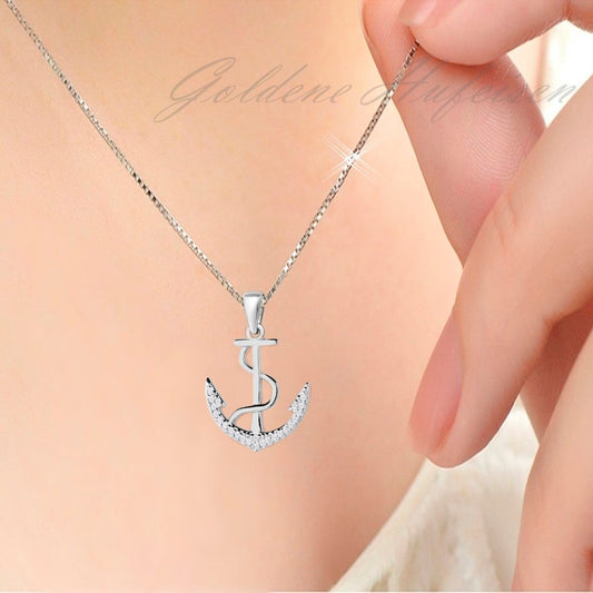 Kettenanhänger Silber 925 Anker mit Zirkonia Echtschmuck Bild 2