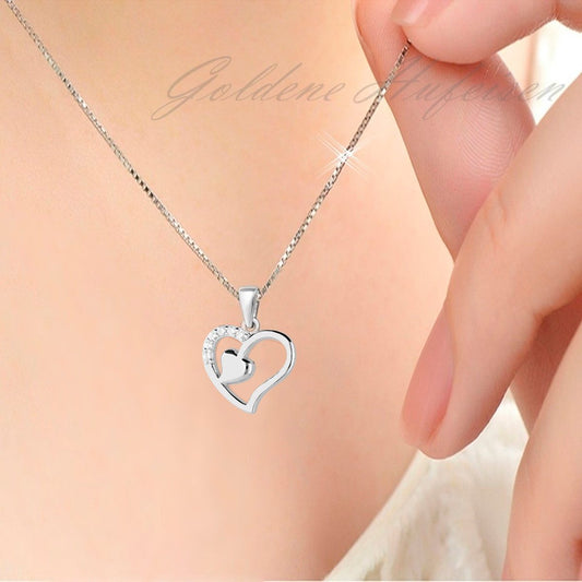 Kettenanhänger Silber 925 Herz mit Zirkonia Echtschmuck Bild 2