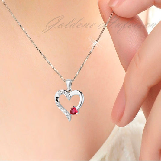 Kettenanhänger Silber 925 Herz Rubin Zirkonia Echtschmuck Bild 2