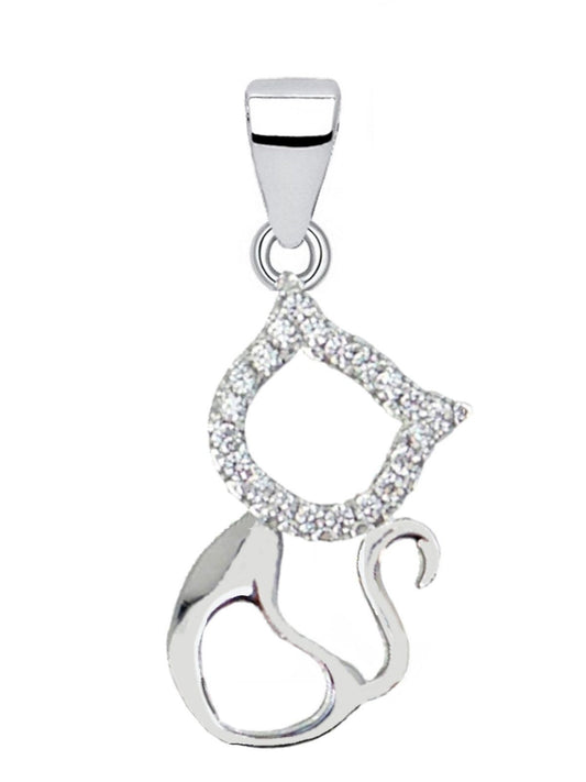 Kettenanhänger Silber 925 Katze Zirkonia Herz Echtschmuck Bild 1